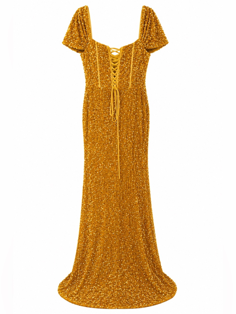 Sequin Corset Back Gold Mermaid Gown Size 18 NWOT Formal Evening Dress - Picture 9 of 9